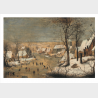 Pocztówka – Pieter Brueghel młodszy, Pejzaż zimowy z łyżwiarzami i pułapką na ptaki