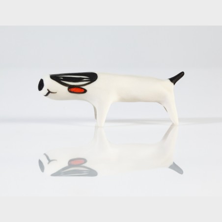 Figurka ceramiczna Pies biały- Janina Myronova