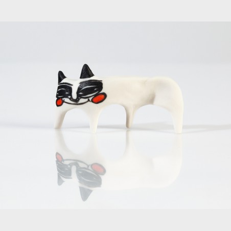 Figurka ceramiczna Kot biały - Janina Myronova