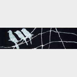 Zakładka – Zofia Tkaczyk, Żakiet vintage malowany ręcznie we wzór ptaków (fragment), l. 80. XX w.