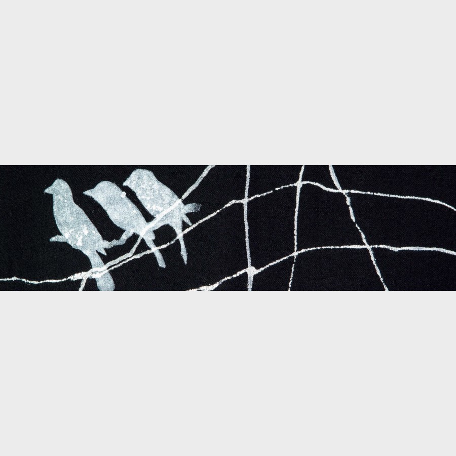 Zakładka – Zofia Tkaczyk, Żakiet vintage malowany ręcznie we wzór ptaków (fragment), l. 80. XX w.