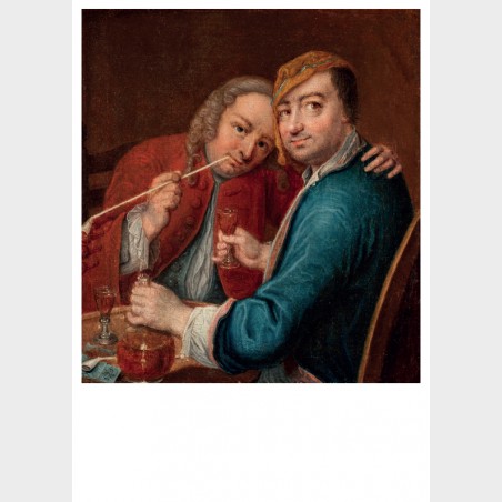 Pocztówka – Gabriel Spitzel, Dwóch mężczyzn pijących, ok. 1755