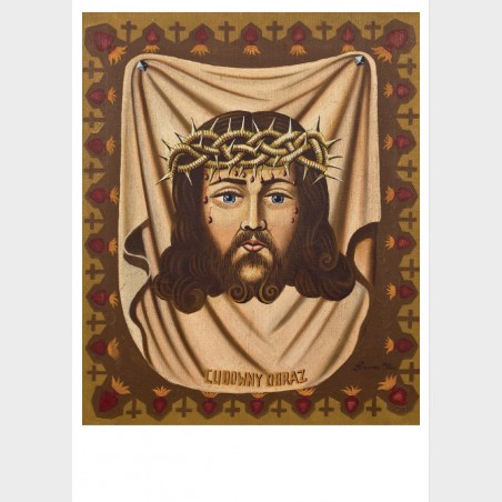 Pocztówka – Zygmunt Sarna, Twarz Chrystusa. Odbicie w płótnie
