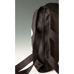 Torba z nadrukiem zapinana na zamek, ręcznie szyta