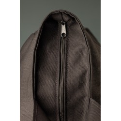 Torba z nadrukiem zapinana na zamek, ręcznie szyta