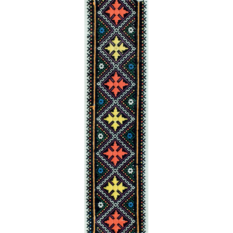 Zakładka – Fragment ręcznika z haftem płaskim, lata 30. XX w., Deletyn, Huculszczyzna